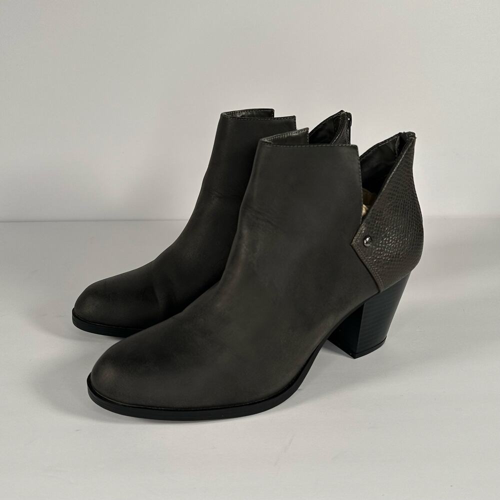 SimplyVera Vera Wang Gray Ankle Boots with Faux Alligator Detail